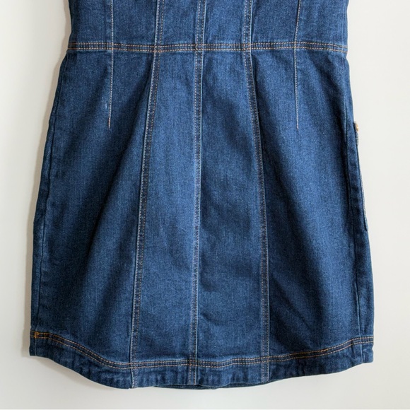 Alice McCall Revolve On and Off Jean Denim Mini Dress US 6 Stretch Square Neck - Picture 10 of 16